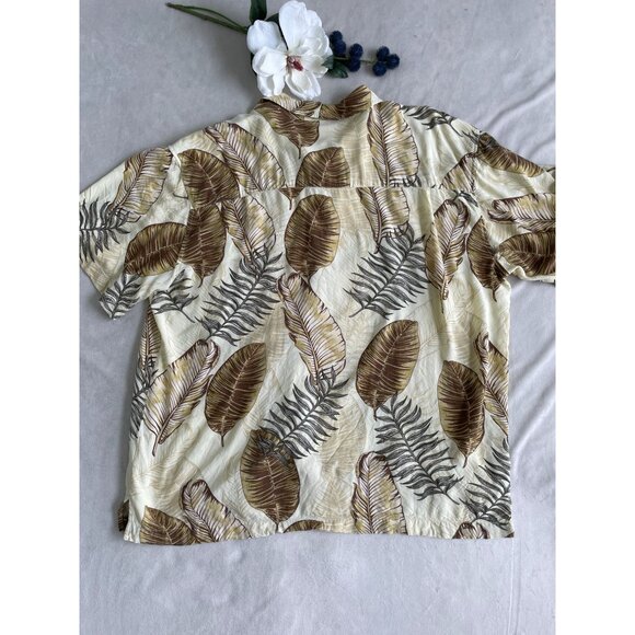 Vintage Joe Marlin Hawaiian Leaf Print Button Shirt Chest Pocket Short Sleeves - Picture 2 of 9